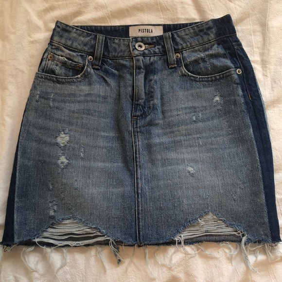 Pistola Sierra Side Stripe Distressed Denim Mini - Picture 7 of 8